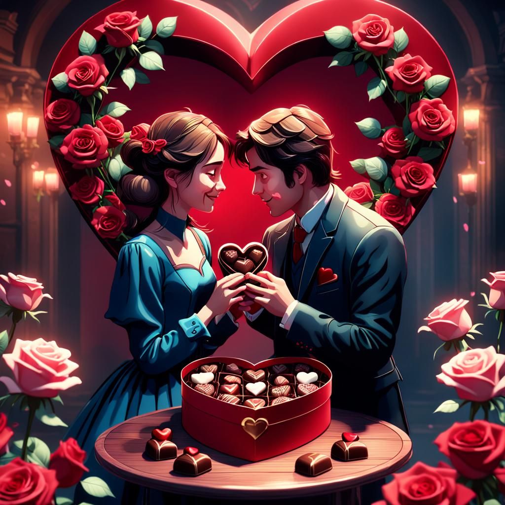 Romantic Valentine's Day Scene in Detailed Matte Painting