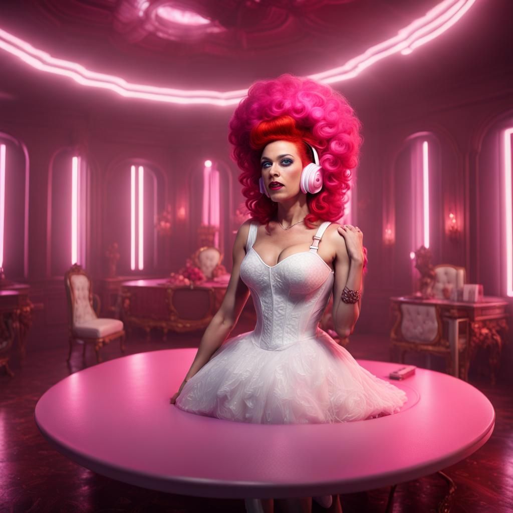 Campy Drag Queen in Wedding Dress, Digital Matte Painting