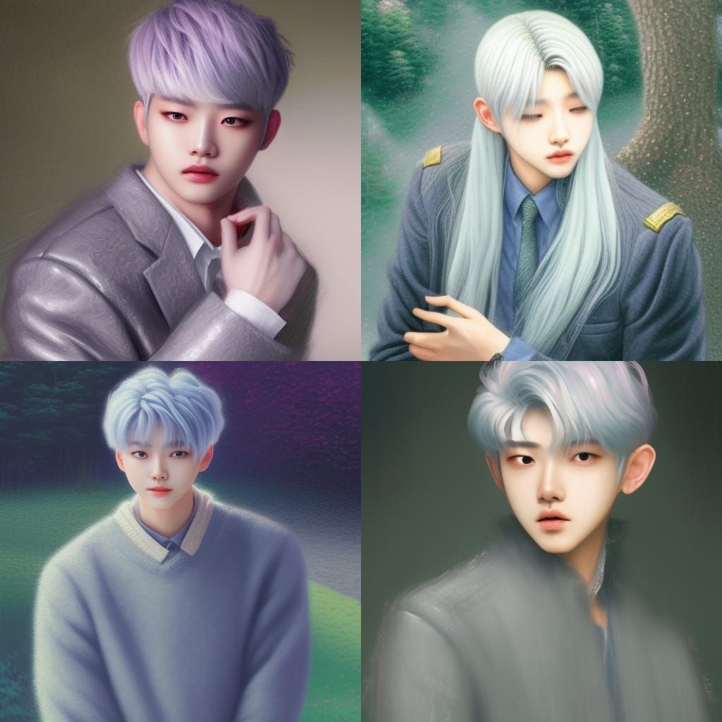 Handsome Silver-Haired Man: Ethereal Fantasy Portrait