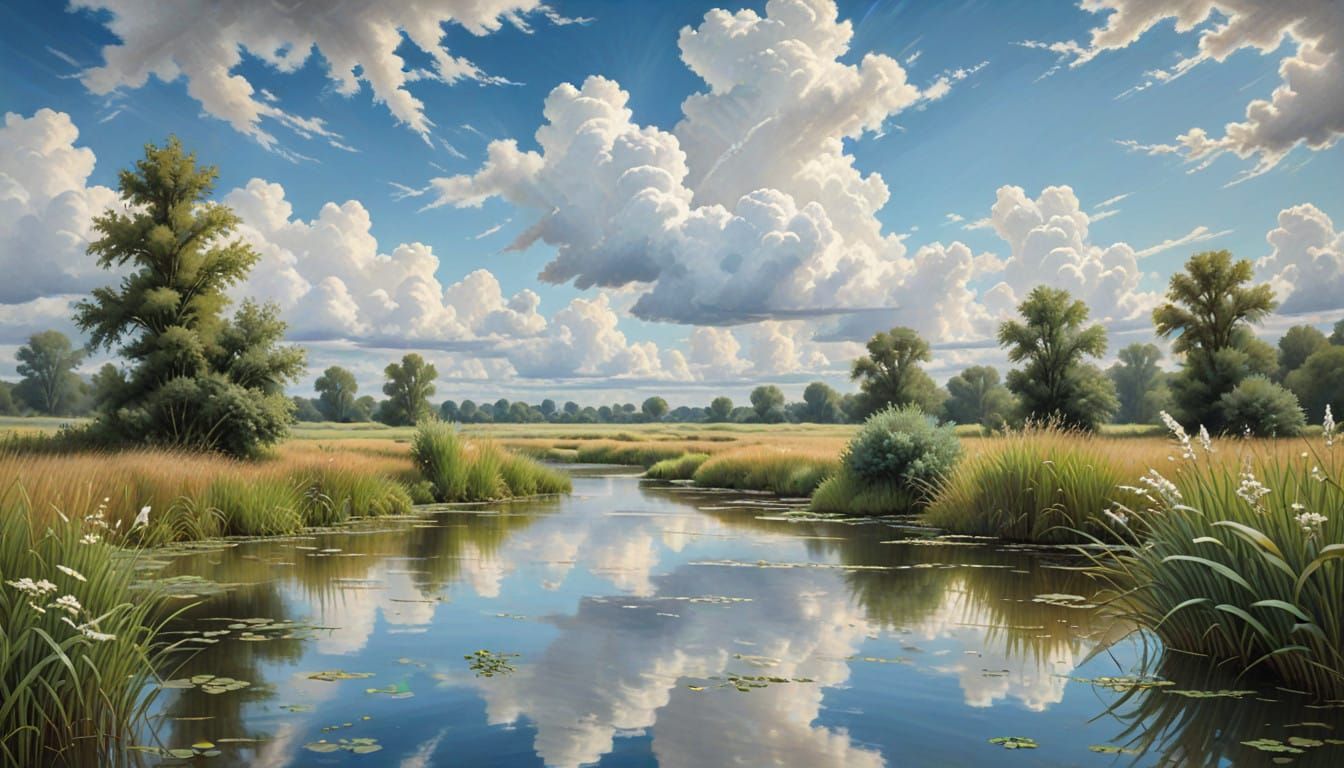 Surreal Landscape Painting in Soft Watercolor Style