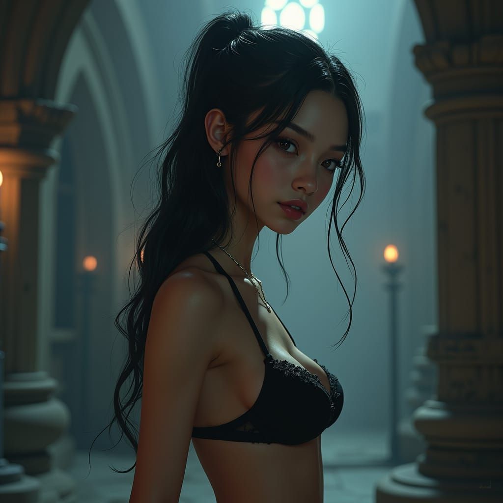 Fantasy Bikini Princess Portrait in Dramatic Lighting