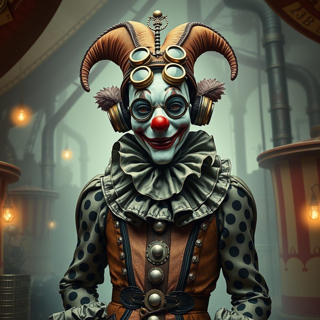 Steampunk Clown in Whimsical Fantasy Style