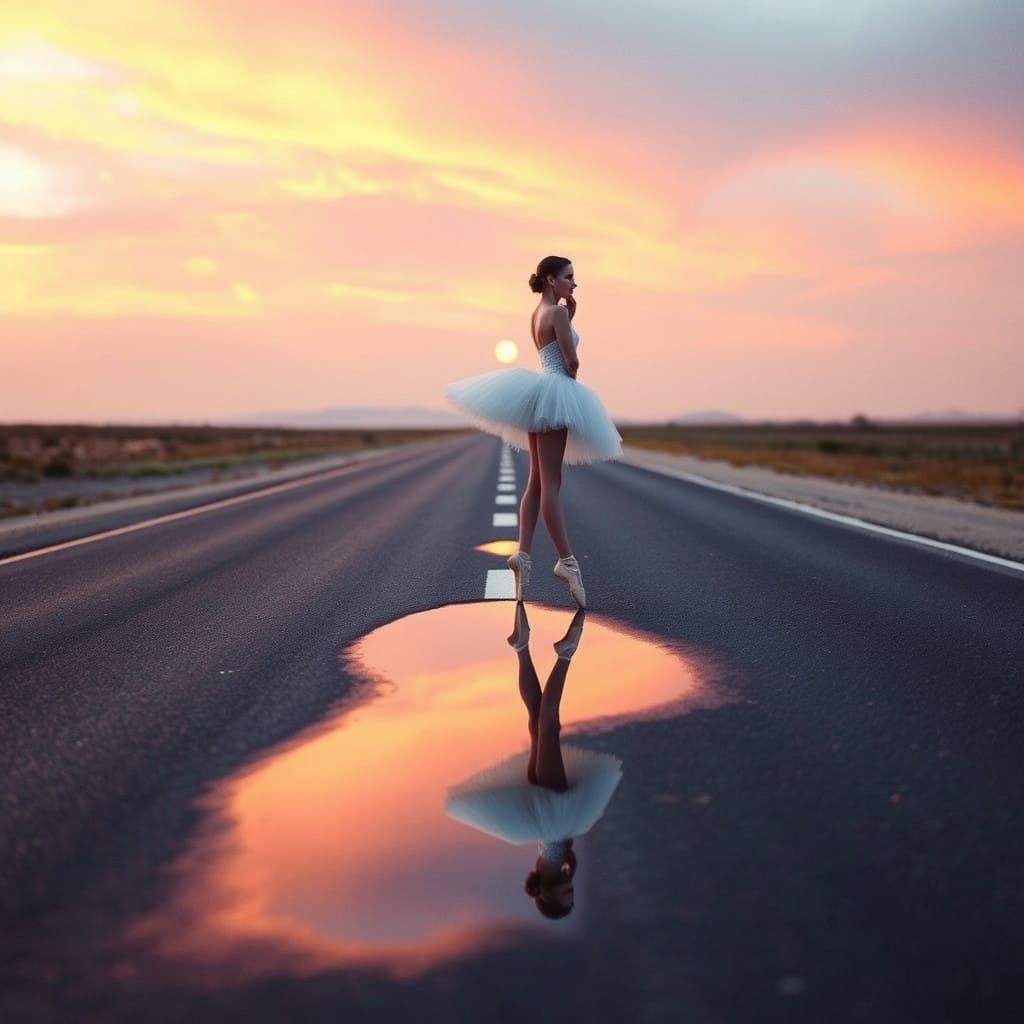 Elegant Ballerina in Sunset Solitude