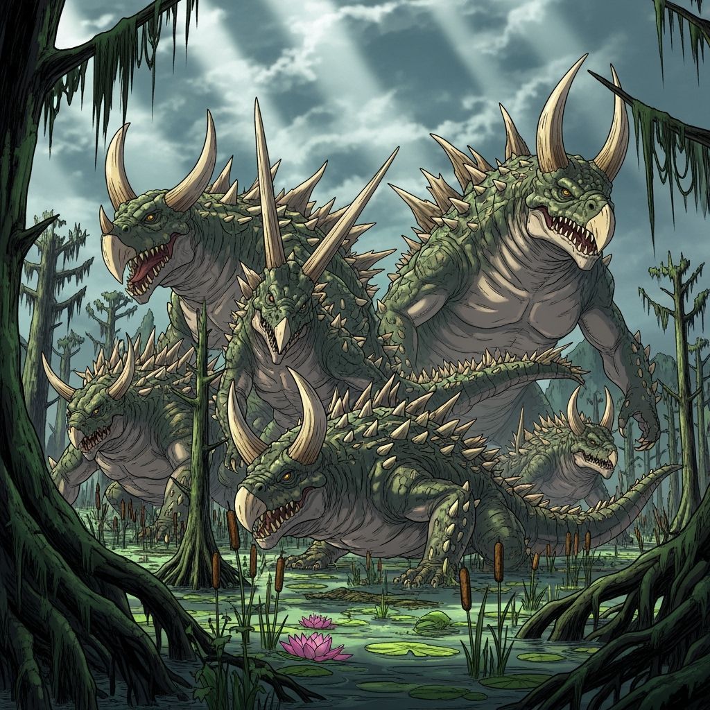 Colossal Terramphibians Emerge from Swampy Wetland