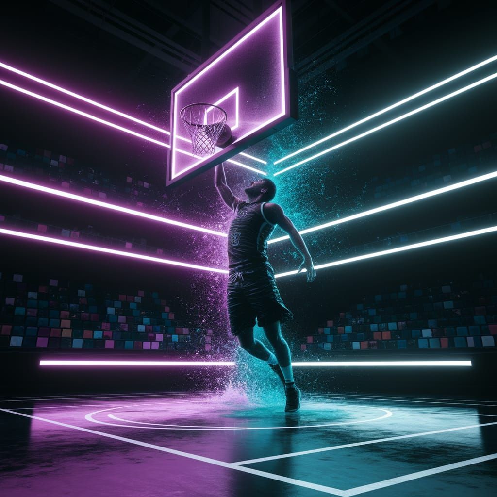 Cyberpunk Slam Dunk in Neon Arena