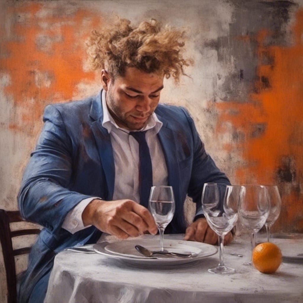 Waiter in Restaurant as Abstract Impressionism