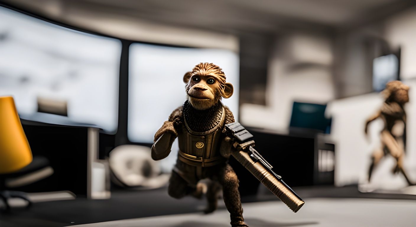 Moody Office Invasion by Miniature Monkeys