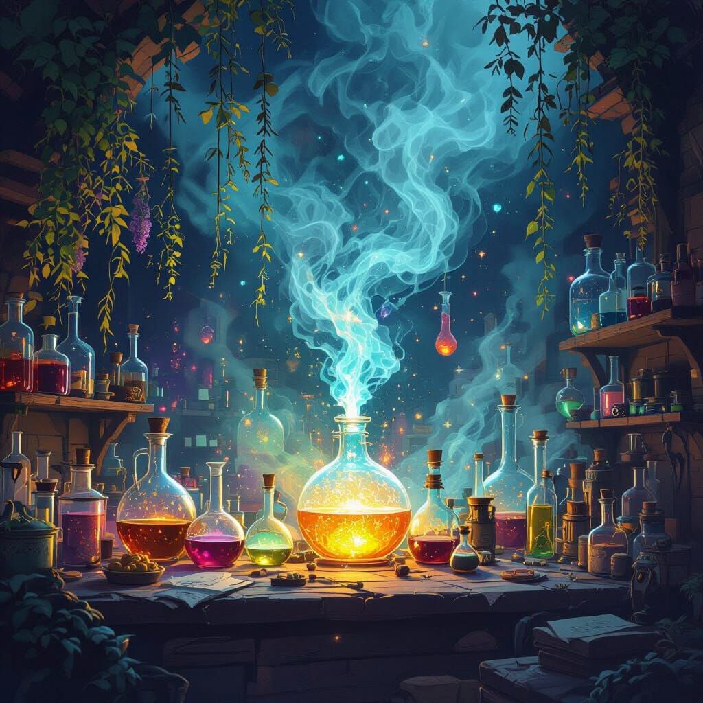 Vivid Alchemist's Lab at Midnight