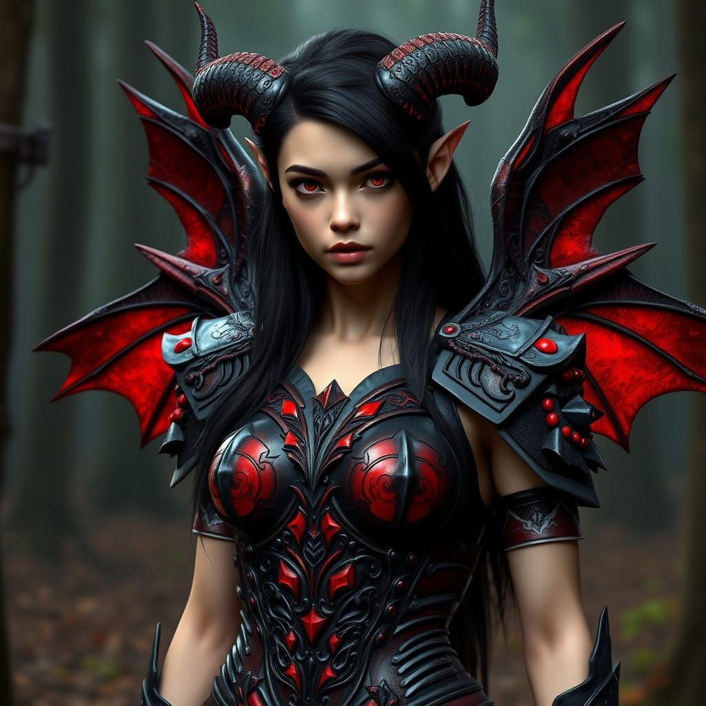 Resilient Warrior Unfurls Her Wings in a Mystical Forest