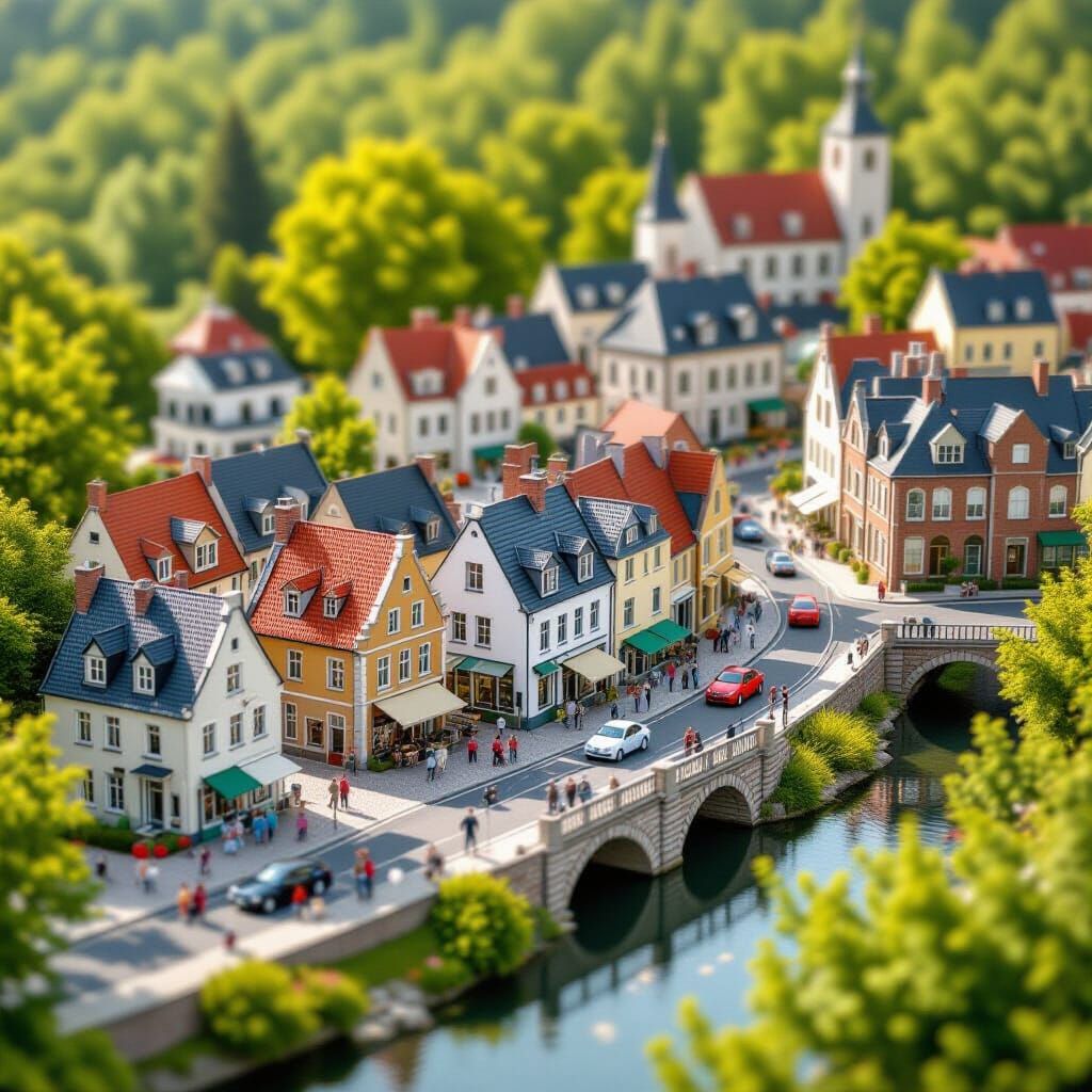 Tilt-Shift Photography of Miniature Village
