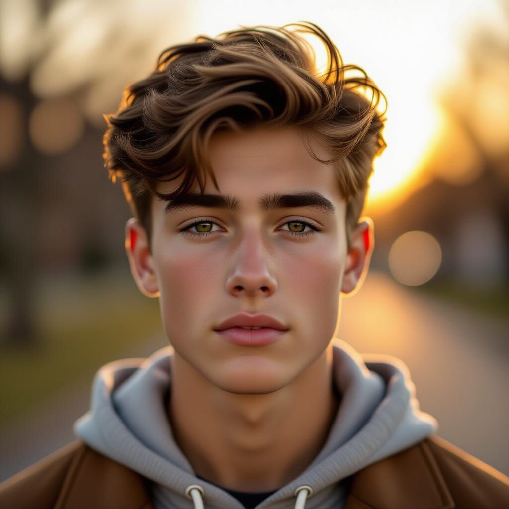 Photorealistic Portrait of a Handsome 18-Year-Old Boy