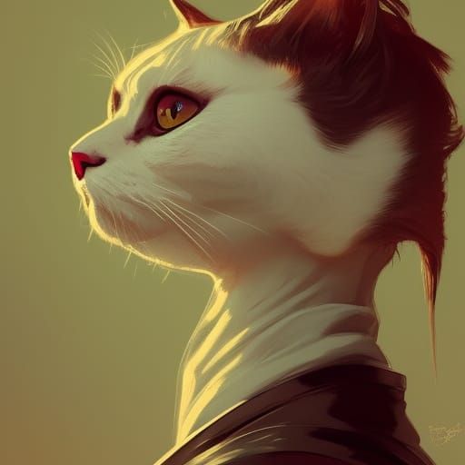 Cat in Lab Coat Portrait in Hyperdetailed Style