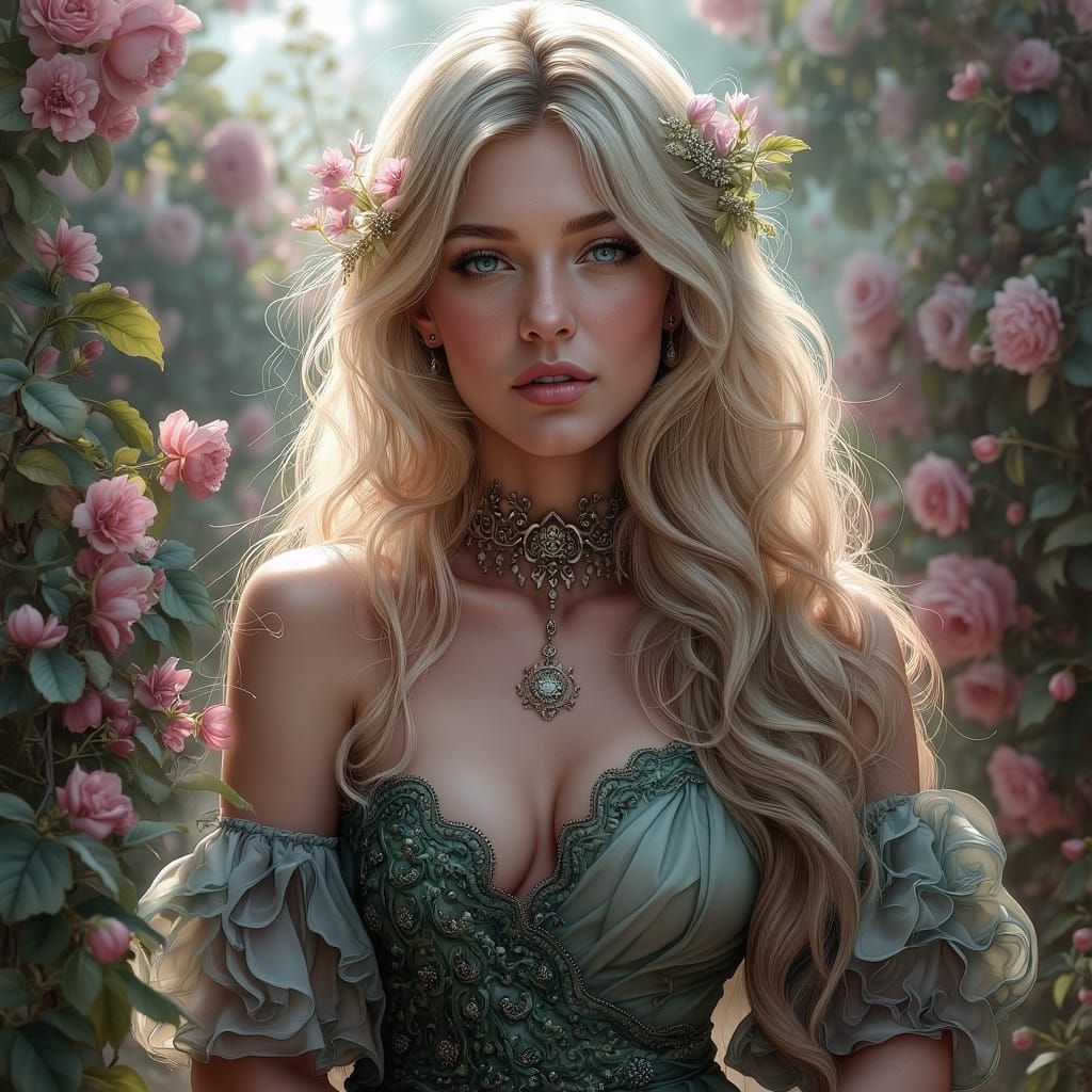 <lora:Cozy Pastel:1.0> Charo  Blonde hair med height beautif...