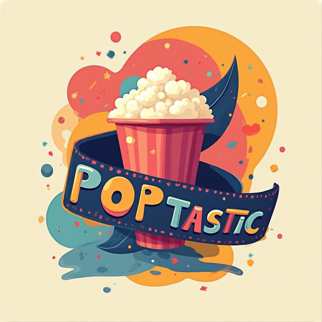 Poptastic Movie Streaming App Logo in Vibrant Playful Style