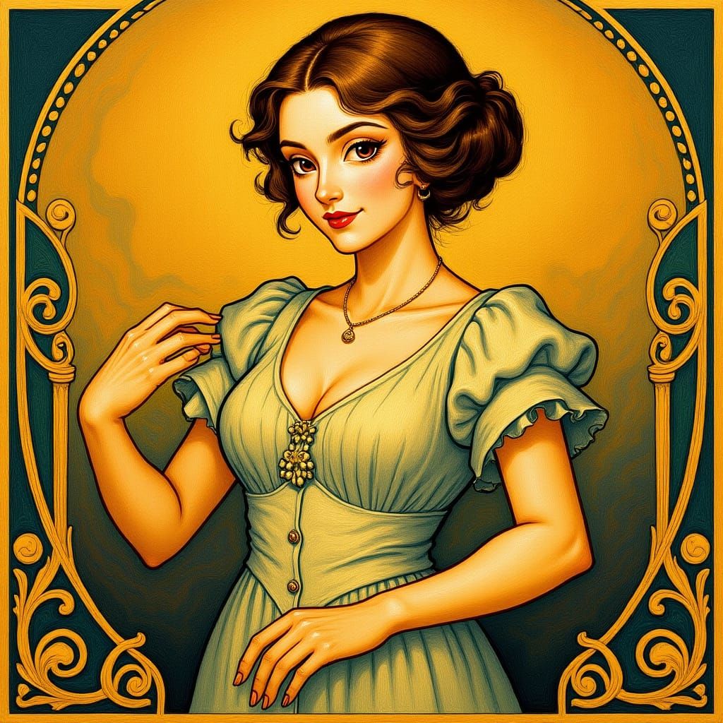 Elegant Woman in Art Nouveau Style