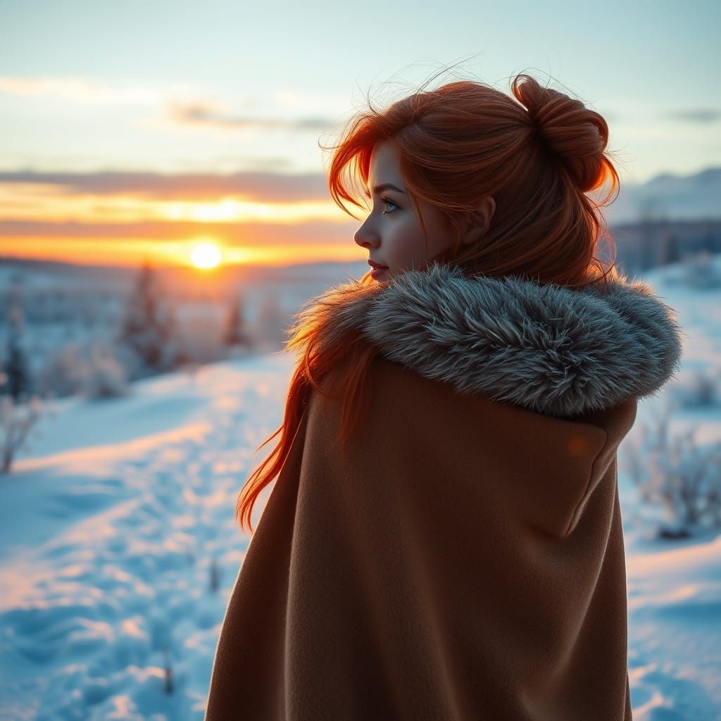 Fiery Redhead Walks into Winter Wonderland