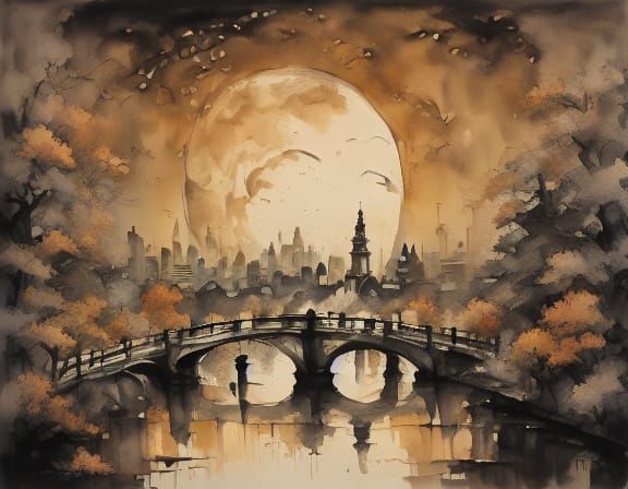 Cozy Autumn Park Scene with Couple and Fireplace