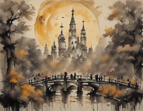 Golden Autumn Stroll in Impressionist Style