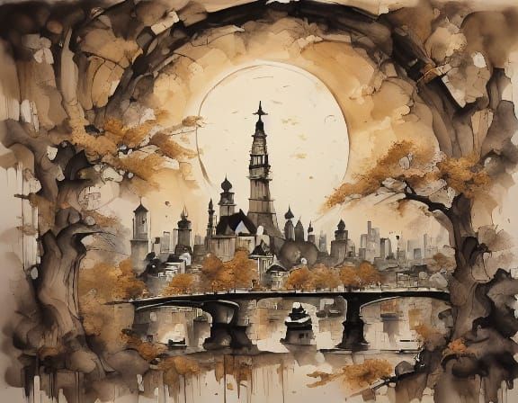 Autumn Park Scene: Couple Walking in Golden Light