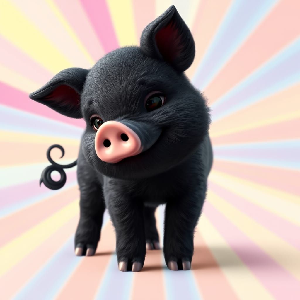 Vibrant Whimsical Piglet in Storybook Illustration Style