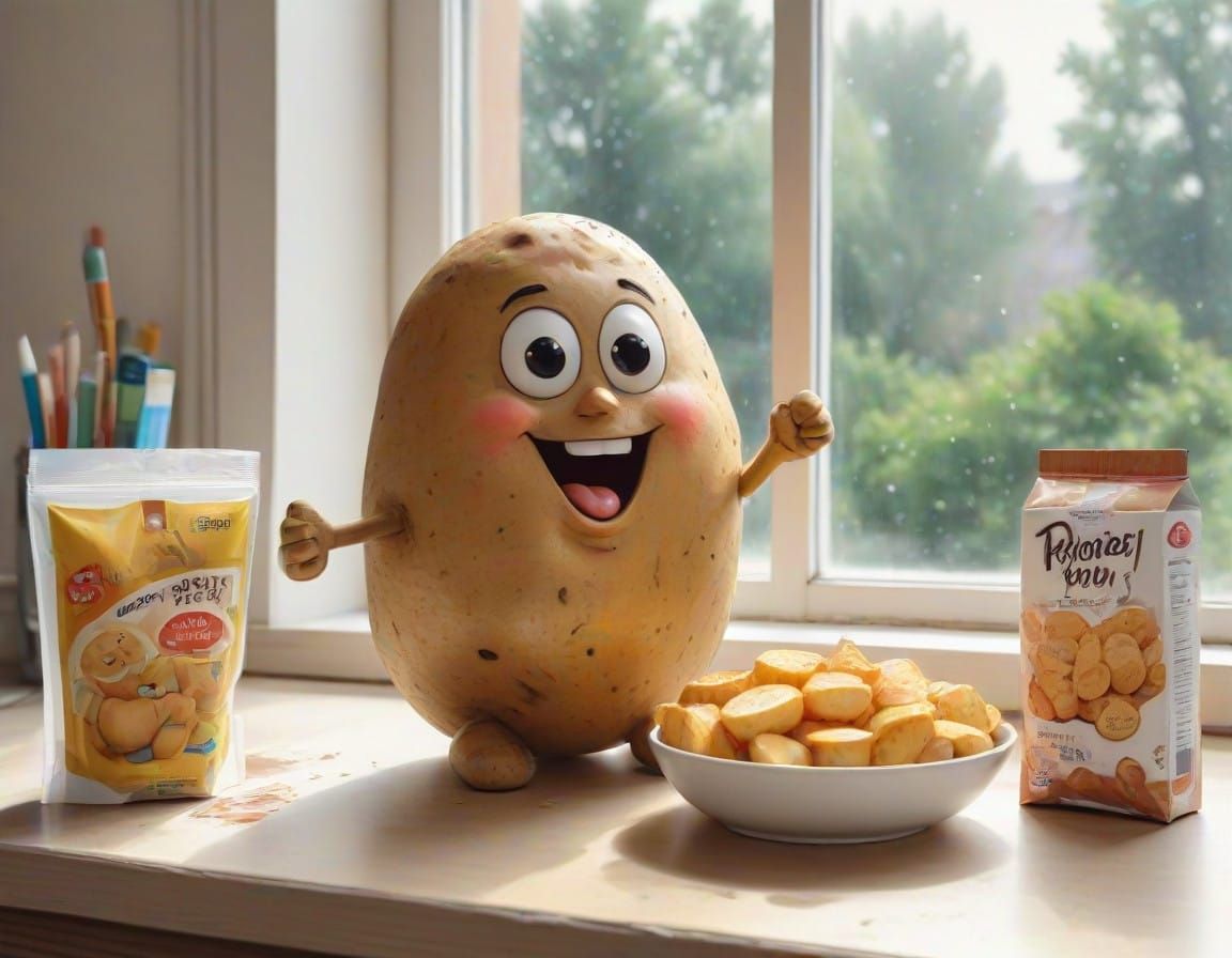 Manga-Inspired Mr. Potato Points to Snacks