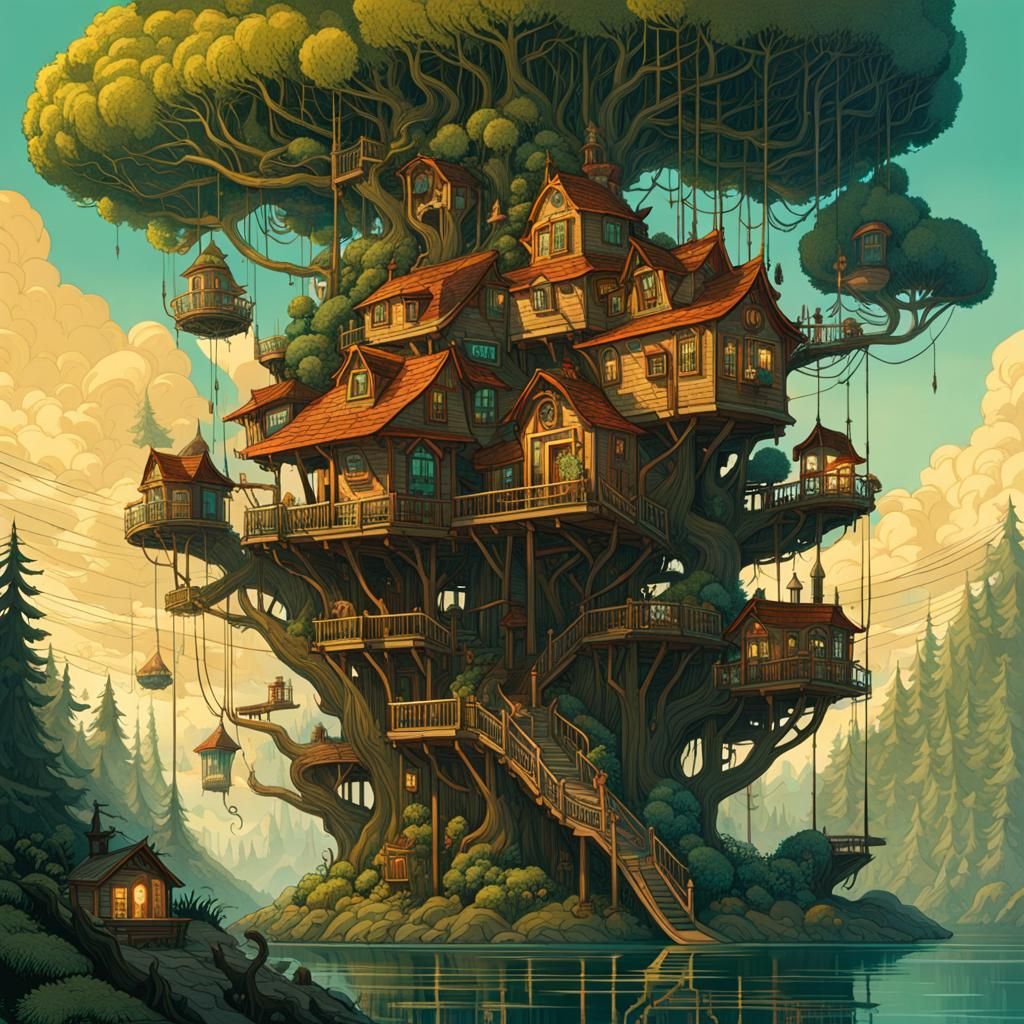 Eldritch Treehouse: Surreal Concept Art