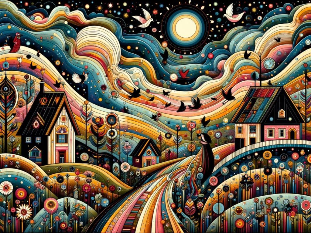 Whispering Moonlit Dreamscape with Ornate Clouds