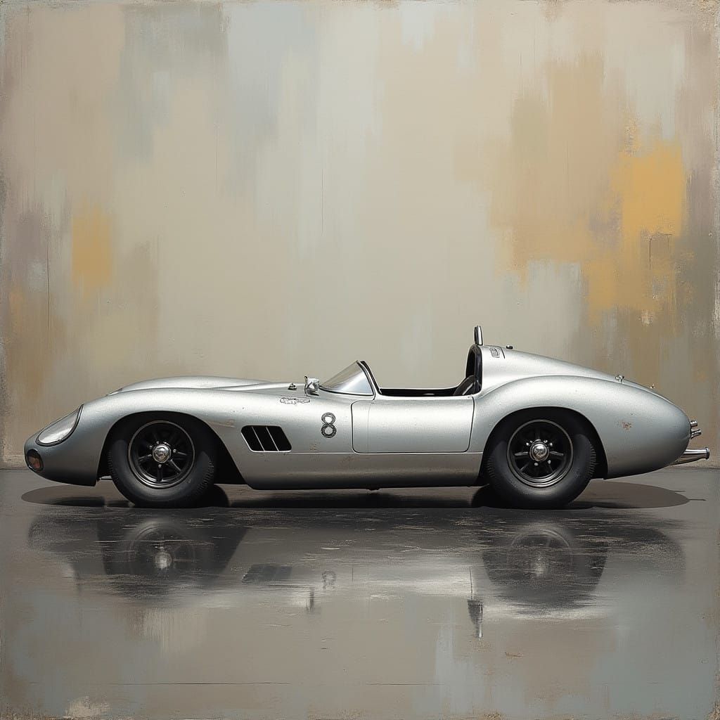 Dramatic Racing Car in a Futuristic, Abstract Landscape with...