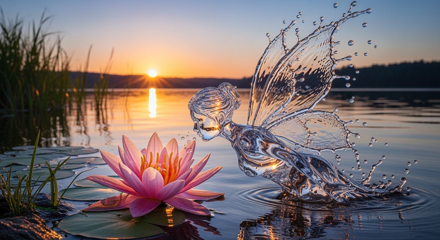 Water Fairy Smelling Flower at Lake Edge