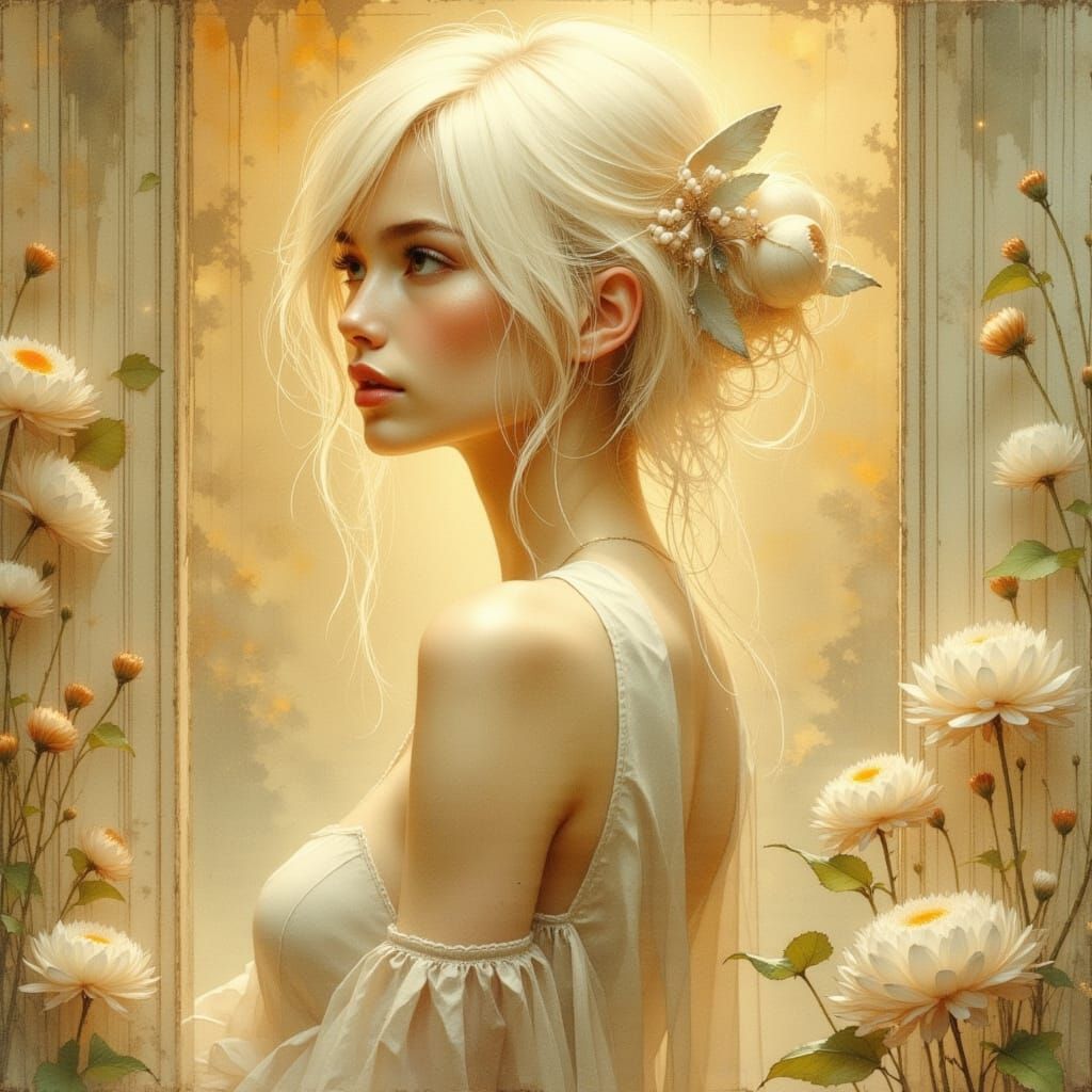 Ethereal Blonde Woman in Art Nouveau Style