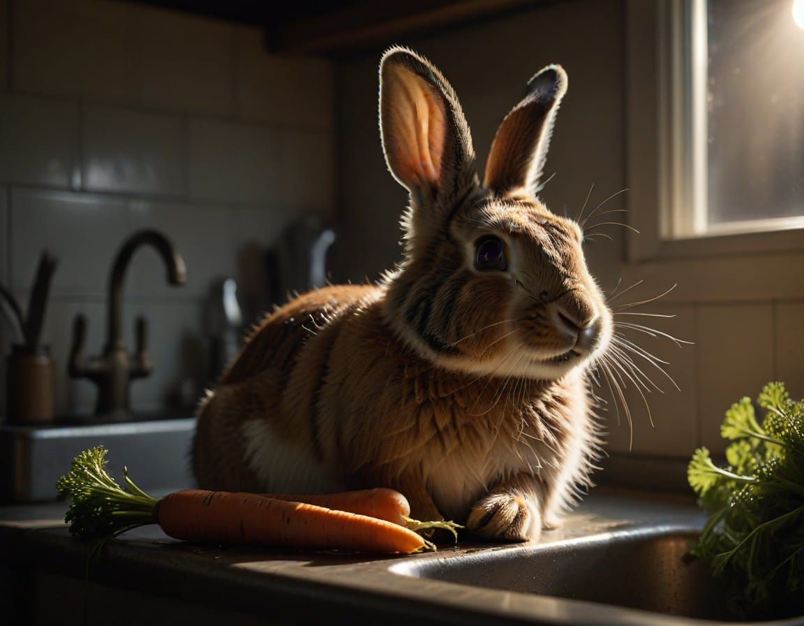 Rembrandt-Inspired Rabbit Portrait in Dramatic Light