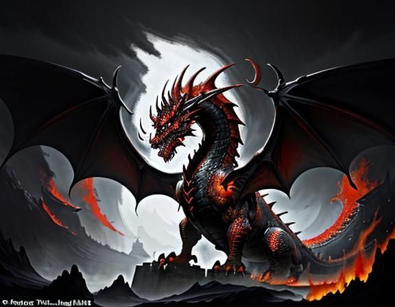 Magnificent Dragon in a Dynamic Fantasy Style
