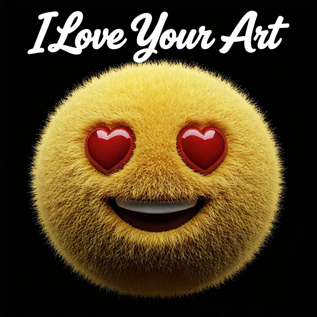 Fluffy Plush Emoji with Heart Eyes in 3D Render