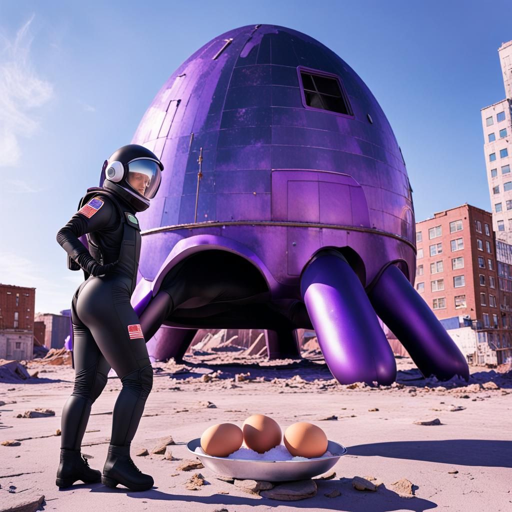 Astronaut Twerking in Abandoned City: Photorealistic Image