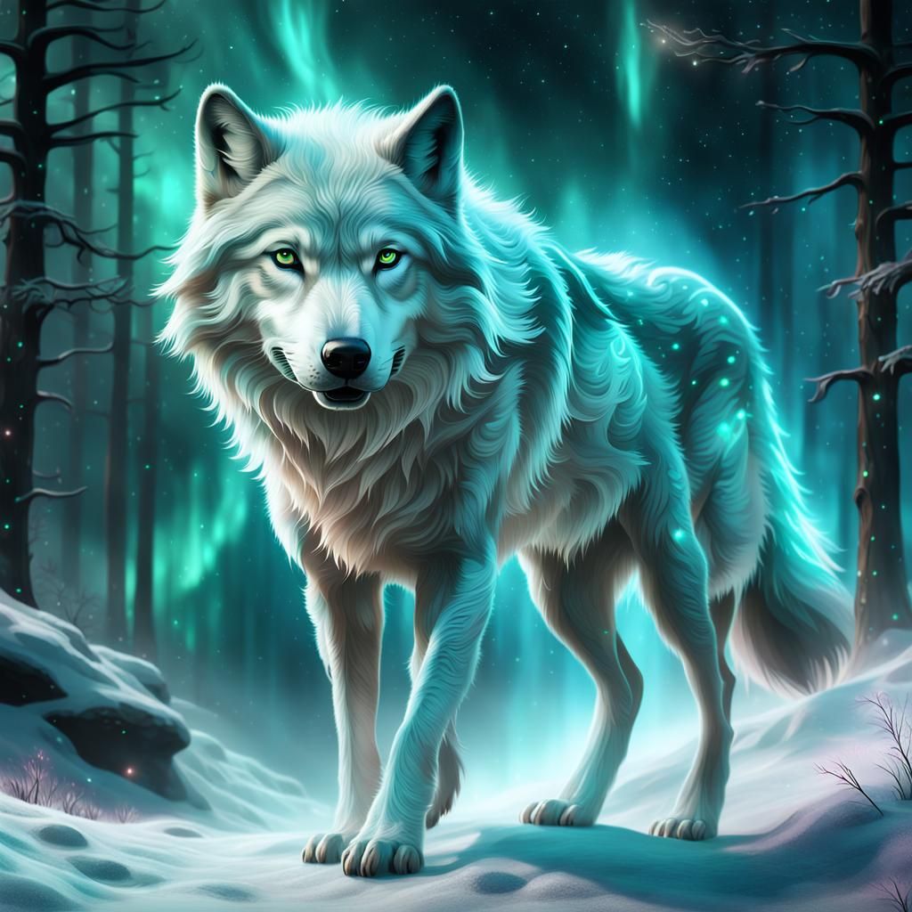 Ethereal Translucent Wolf in Fantasy Art Style