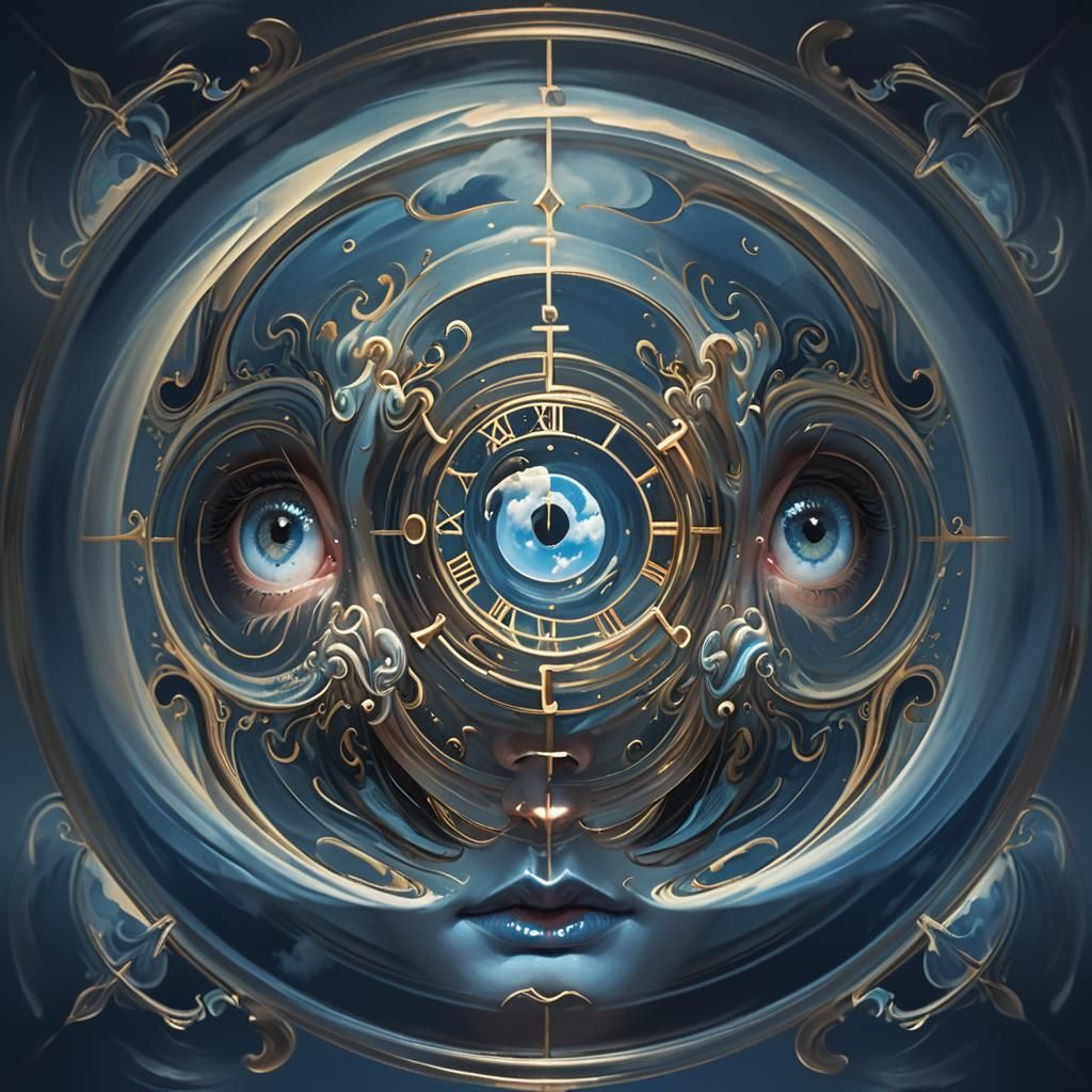 Puzzled Face in Surreal Dreamscape: Ethereal Close-Up