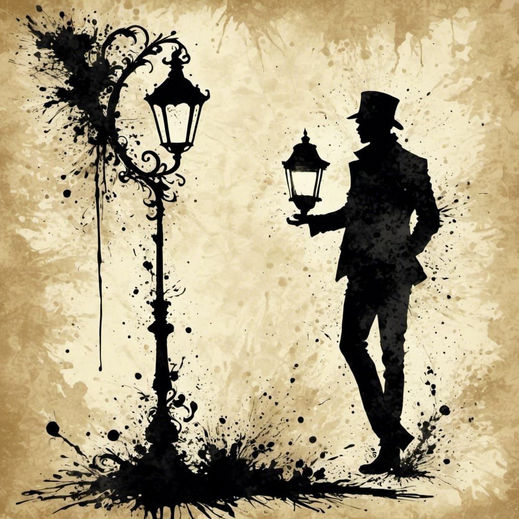 AI Image of a Lamp in Blotched Ink Style