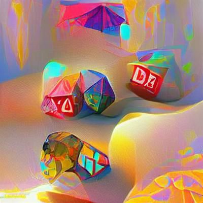 Colorful 3D Render of D&D Dice Set