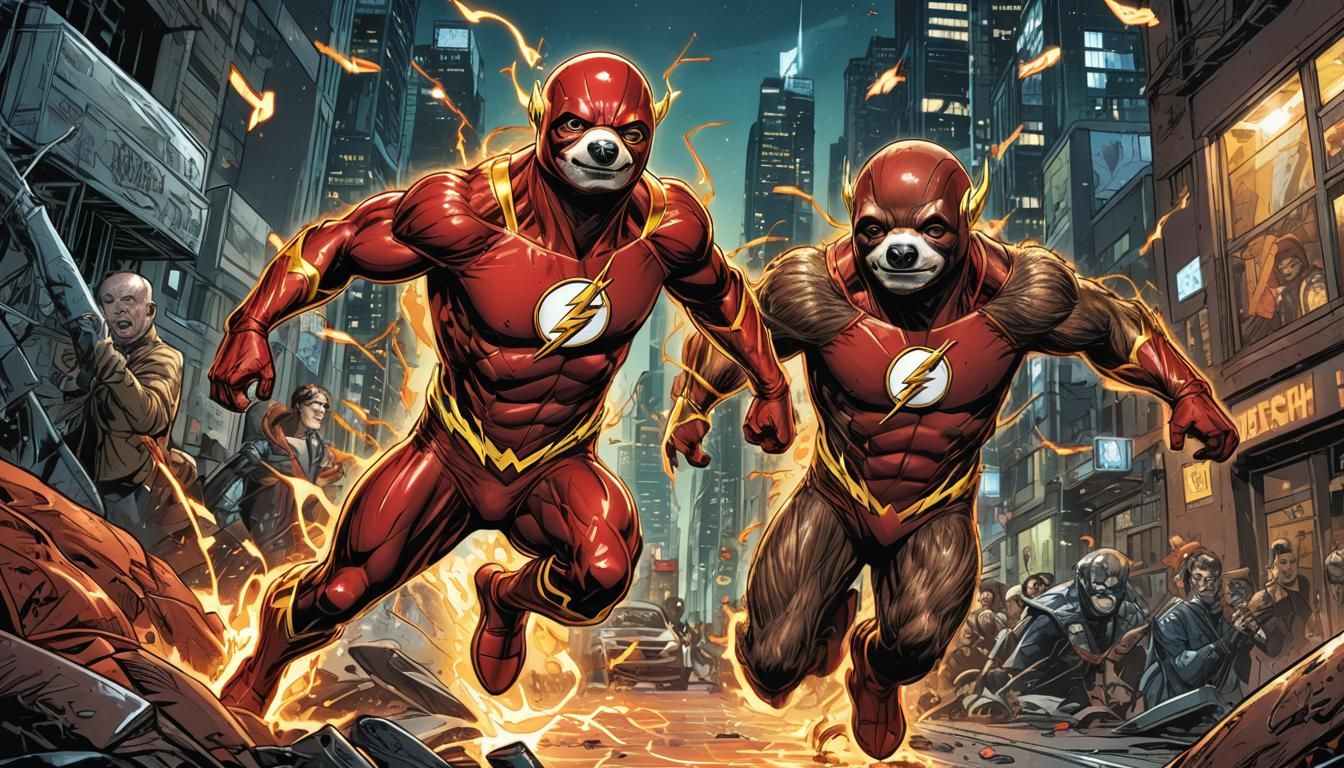 Sloth as The Flash in Comic Book Style