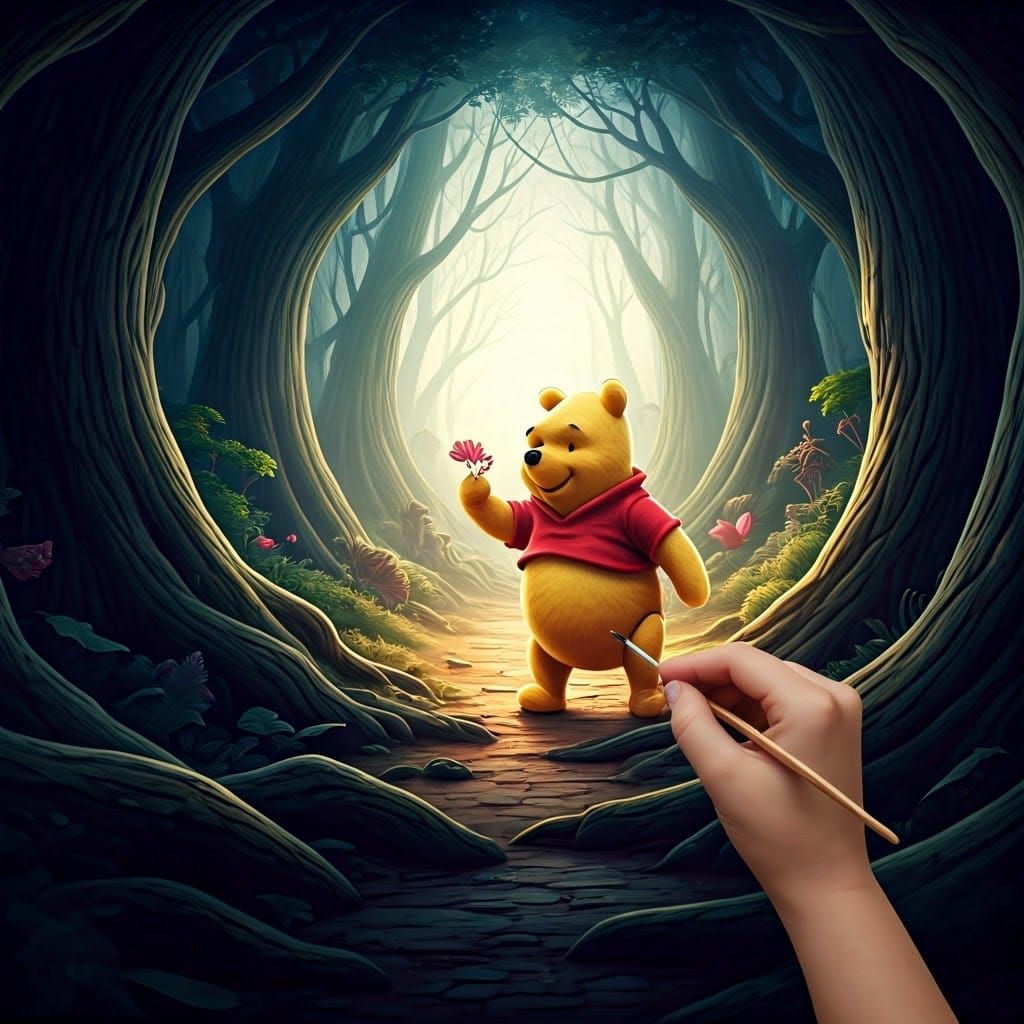 Winnie the Pooh Scenes in Whimsical Watercolor Style