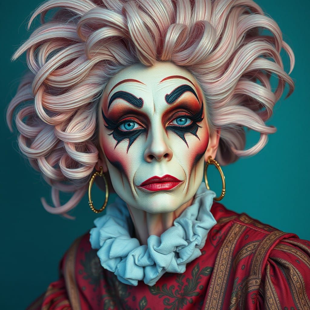 Ethereal Drag Queen Portrait in Hyperreal Lowbrow Style