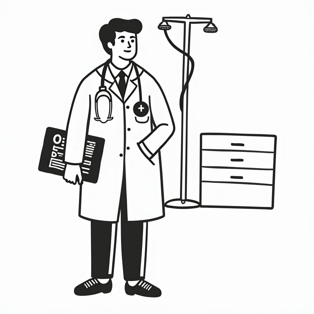 Surgical Precision in Line Art: Cardiologist Examines Anatom...