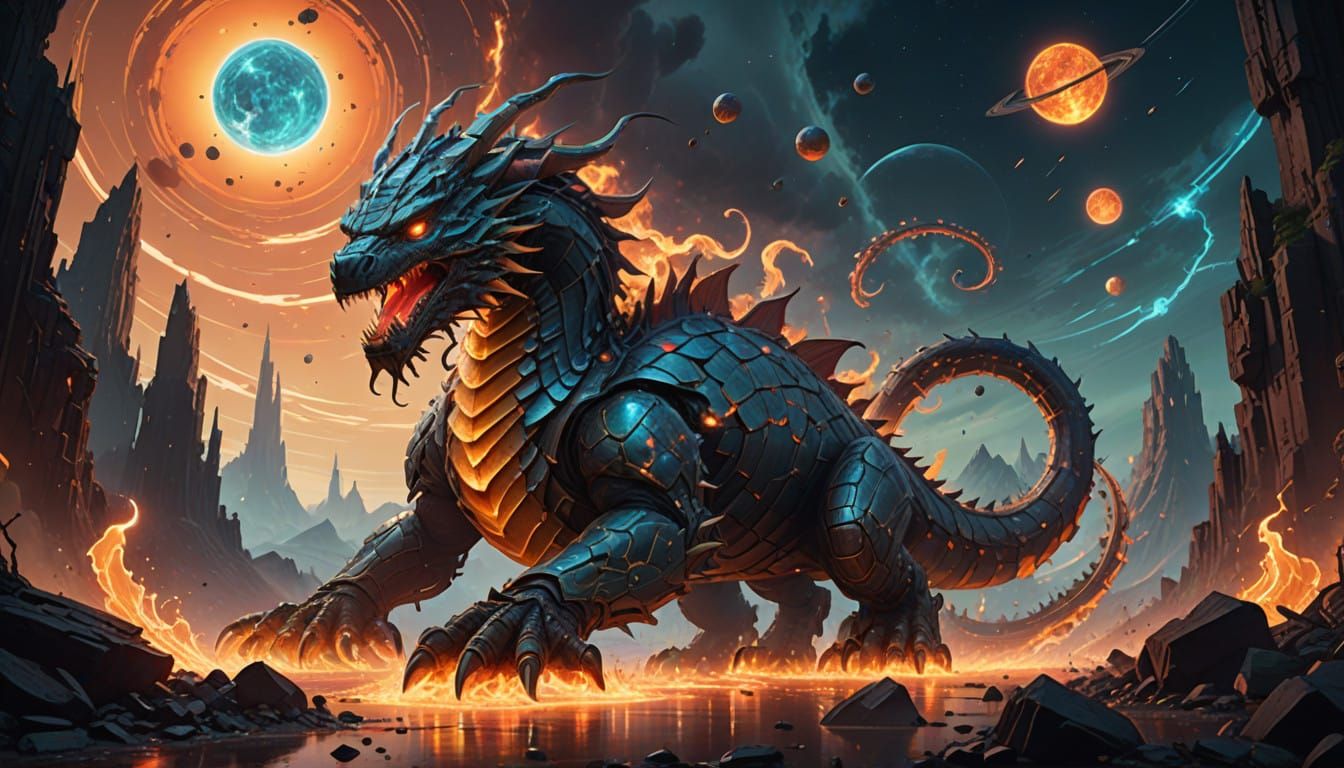 Cosmic Fury: Celestial Warrior vs. Luminous Leviathan