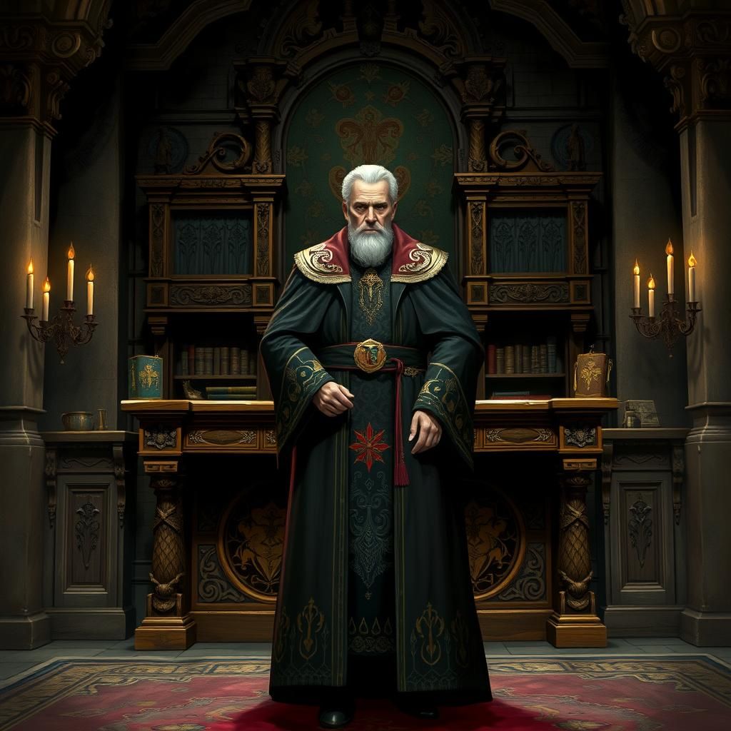 Guild Master in Ornate Medieval Setting
