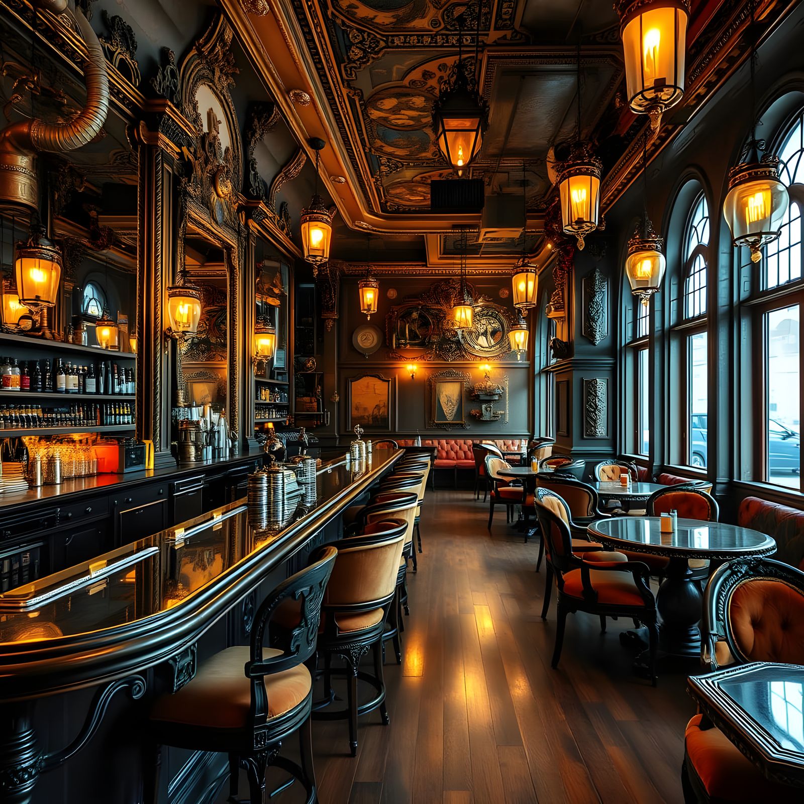 Steampunk Vienna-Style Cafe in Elegant Detail
