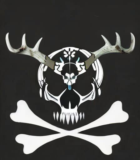 White moose-skull, caribou-skull