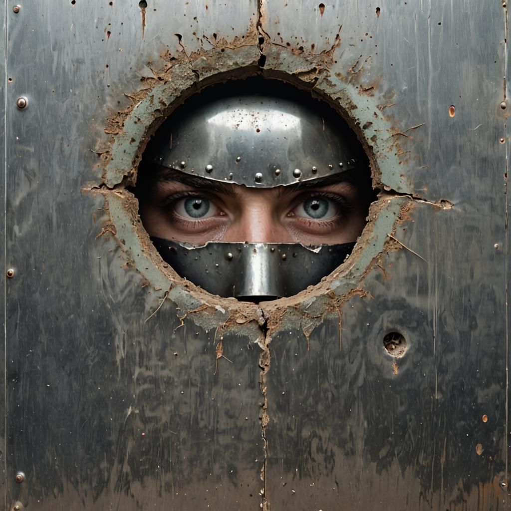 Looking through a hole in a steel wall