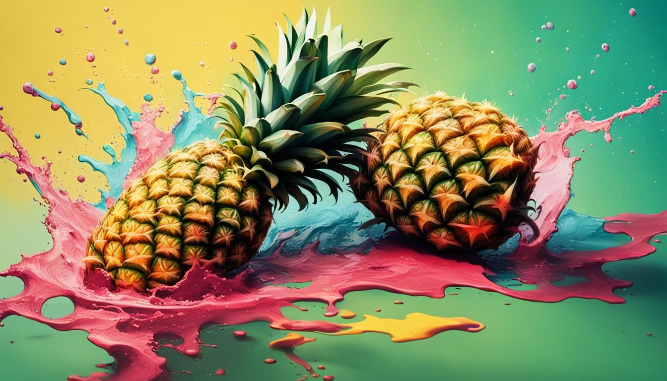 Hyperrealistic Pineapples in Love Concept Art