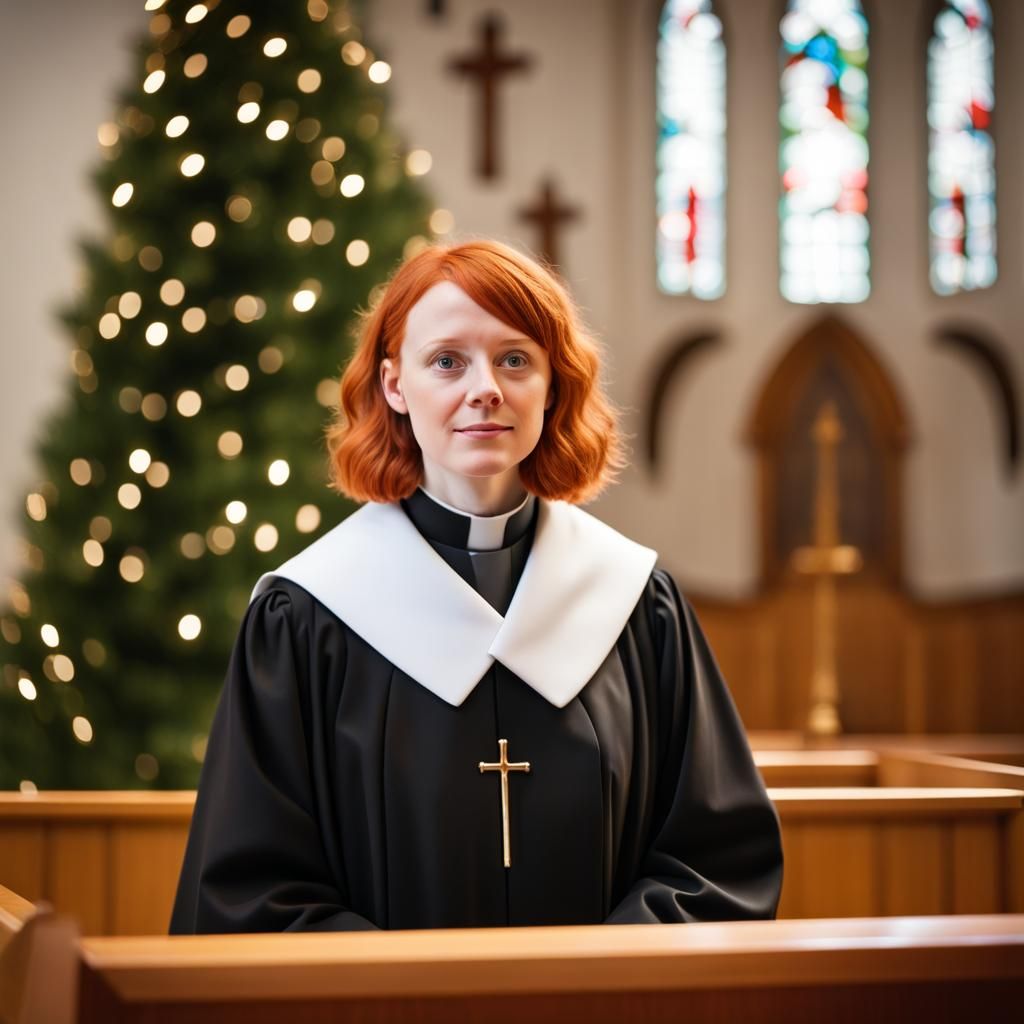 Young Vicar Delivers Christmas Sermon in Modern Church