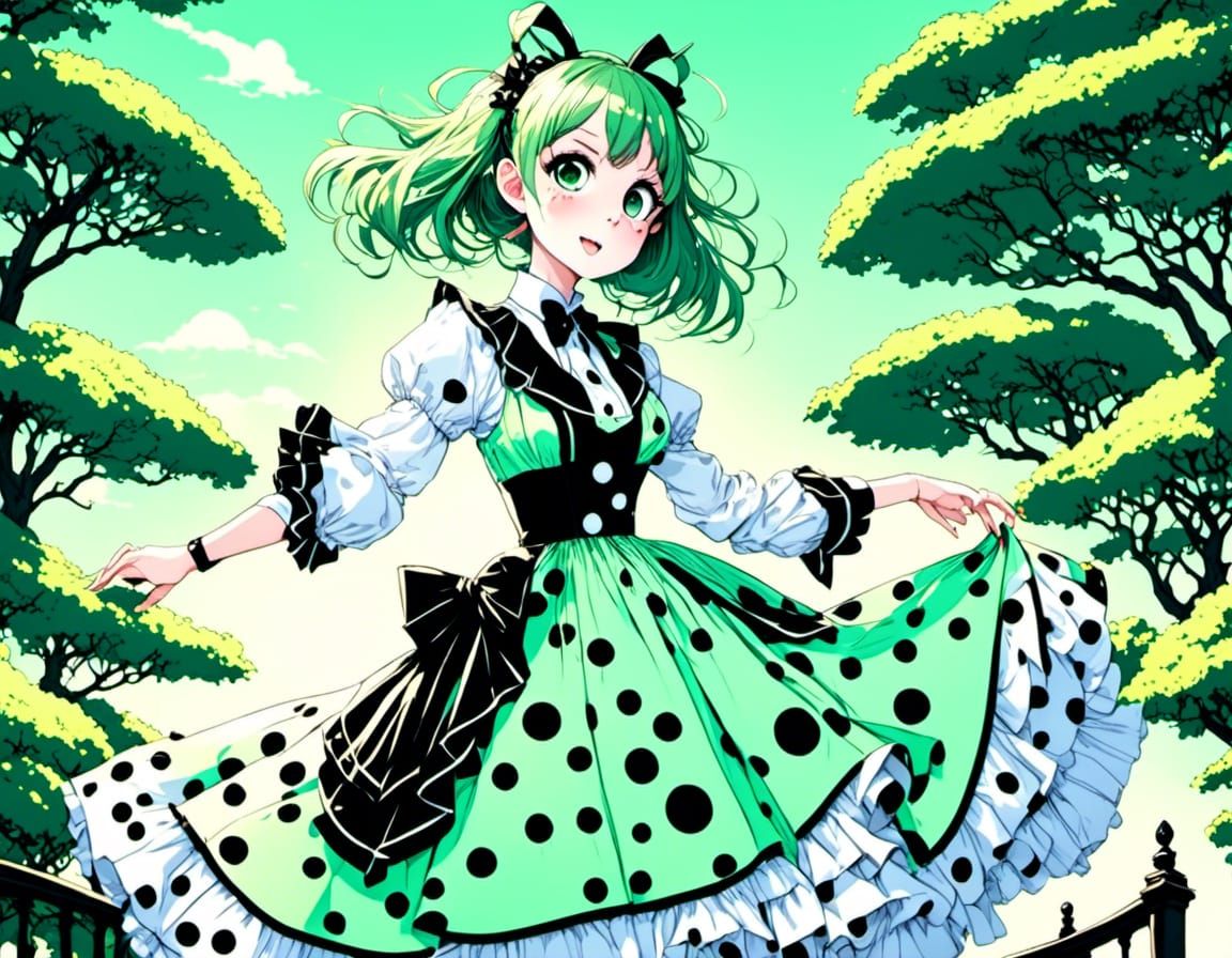 Scared Girl on Roller Coaster in Anime Style